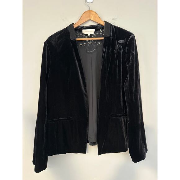 Mika Mindel Open Front Embroidered Velvet Jacket Womens Size L Black - Picture 3 of 10
